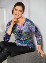 Pullover in Feinstrick LILA-MULTICOLOR