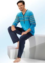 Schlafanzug mit Knopfleiste und platziertem Druckdessin 