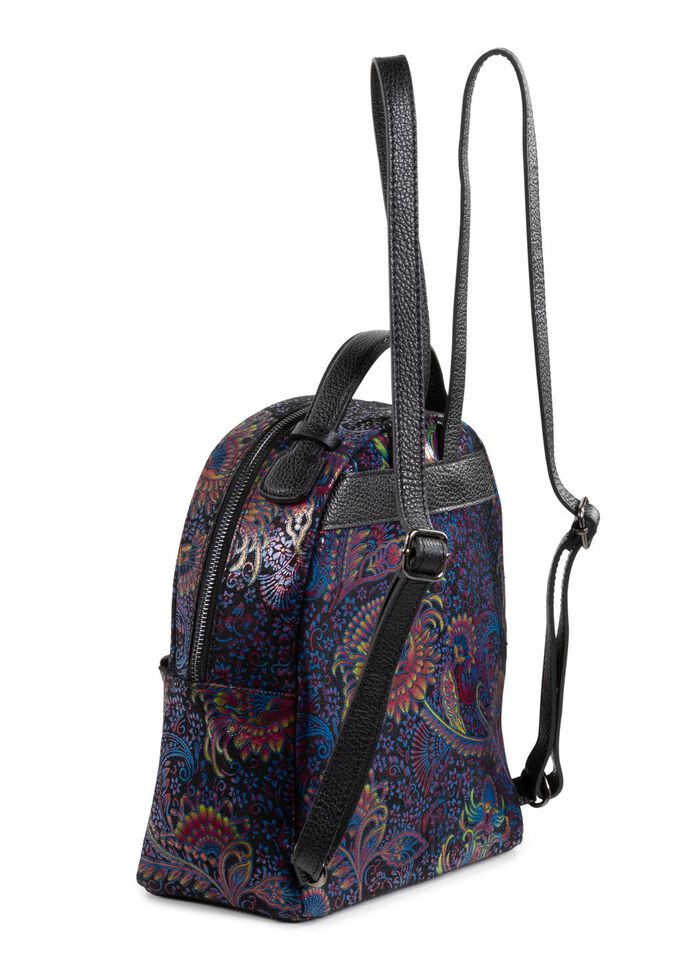 Laurina Rucksack aus bedrucktem Kalbleder SCHWARZ-BUNT