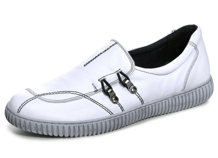 Gemini Slipper aus Rind-Nappaleder mit Zierösen WEISS