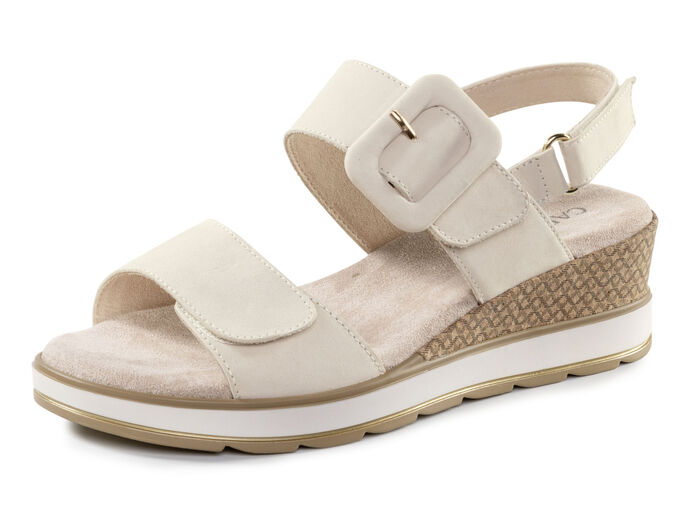 ELENA EDEN Sandalette aus feinem Nubukleder ECRU