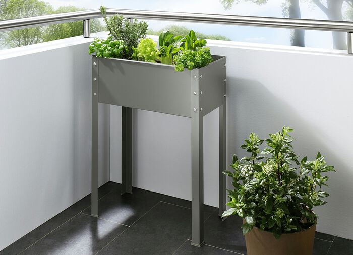 Metallhochbeet aus verzinktem und pulverbeschichtetem Stahl GRAU