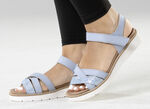 ELENA EDEN, modische Damen-Sandale, Weite H, mit herausnehmbarem Fu&szlig;bett BLEU
