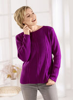 Pullover mit streckendem Längsmuster BEERE