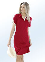 Kleid mit kurzen Ärmeln und Polokragen ROT-WEISS