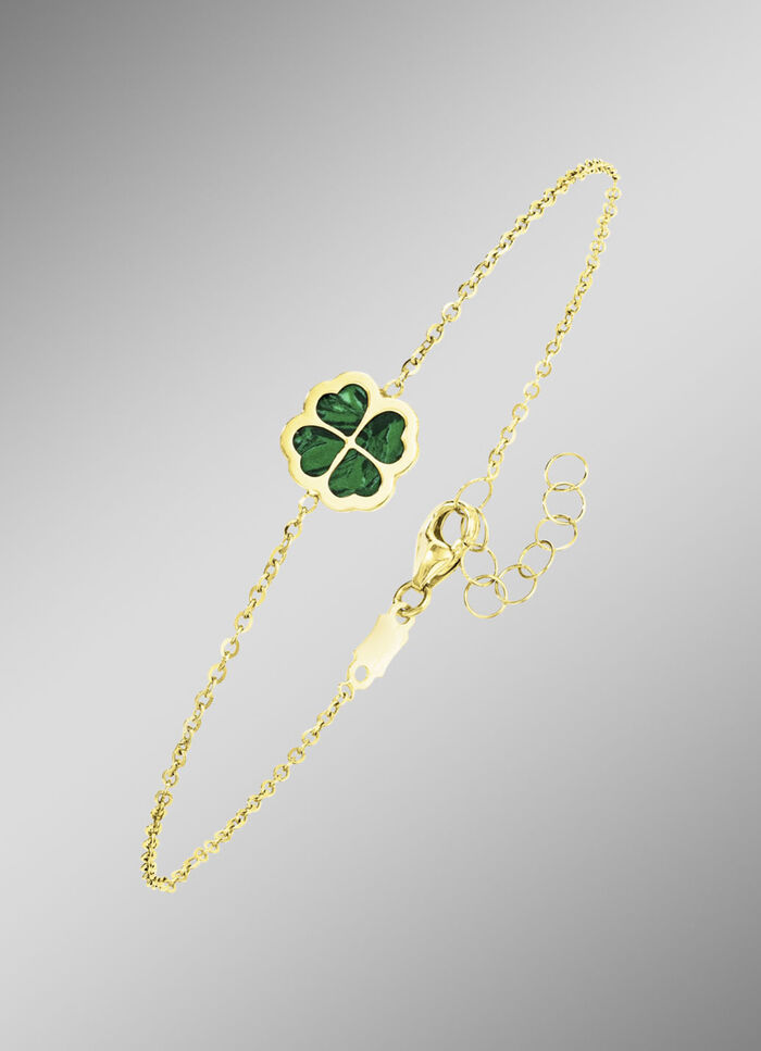 Zartes Gl&uuml;ck &ndash; Armband mit Malachit-Kleeblatt 