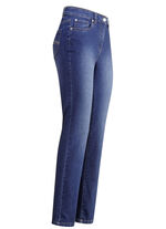 Jeans mit schönen Stickereien und funkelnden Strassteinen JEANSBLAU