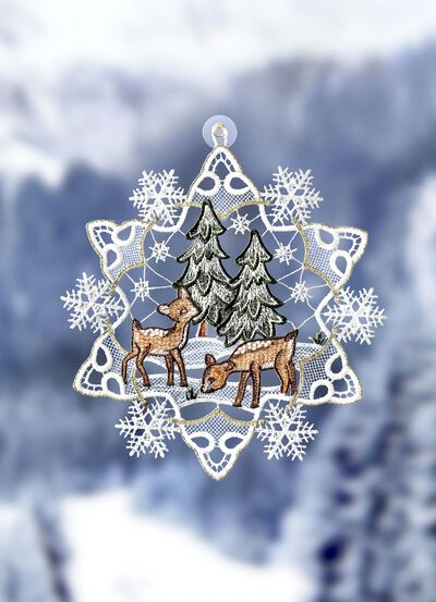 Fensterbild aus echter Plauener Spitze 