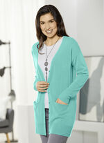 Long-Strickjacke in sehr weichem Feinstrick JADEGRÜN