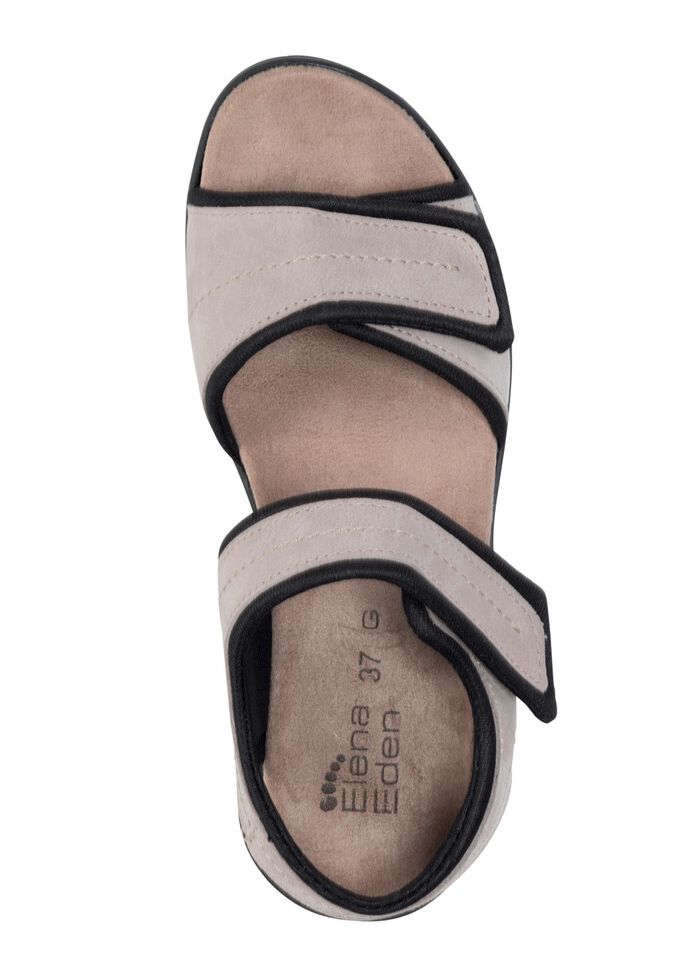 ELENA EDEN Sandale aus weichem Nubukleder und schwarzem Elastikmaterial BEIGE