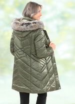 Longjacke mit abnehmbarem Kunstpelz-Besatz 