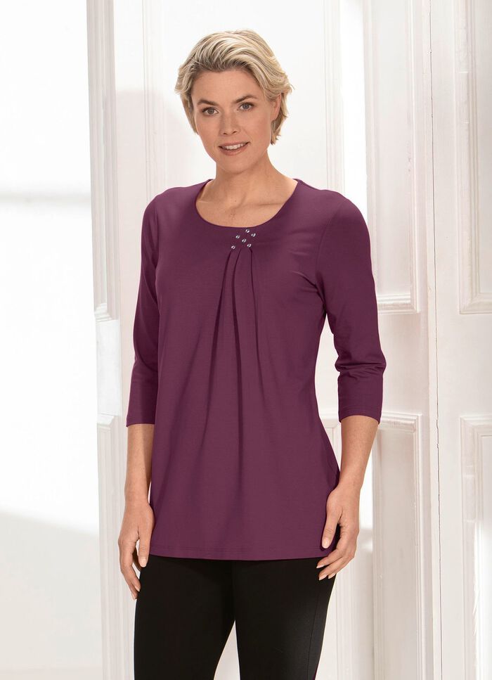 Longshirt in legerer Form in 2 Farben AUBERGINE