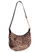 Tasche, Damen, mit verstellbarem Umh&auml;ngeriemen mit Ketten-Detail BRAUN-SCHWARZ