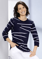 Pullover mit effektvollem Streifendessin MARINE-WEISS