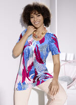 Charmantes Longshirt mit Allover-Dessin in 3 Farben BLAU-ROT