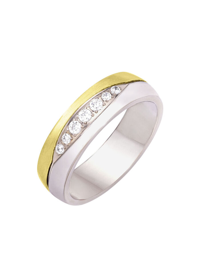 Damenring in Bicolor mit synth. Zirkonia 