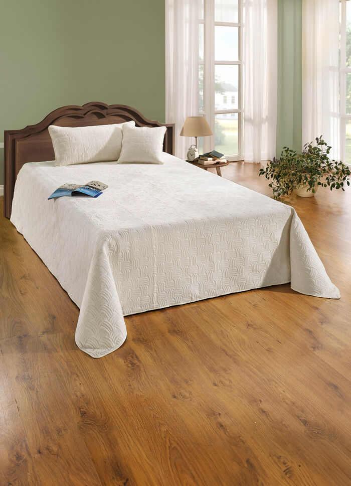 Wunderbar weiche Tagesdecke in Samtoptik und Kissenbez&uuml;ge CREME