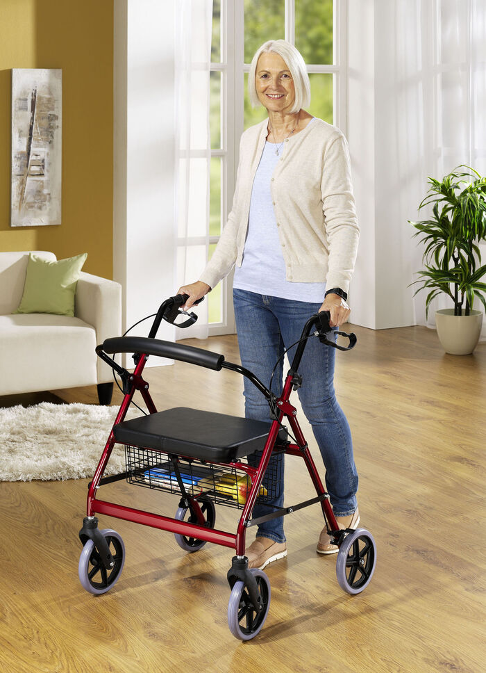 Rollator XXL mit hochwertigem Stahlgestell ROT
