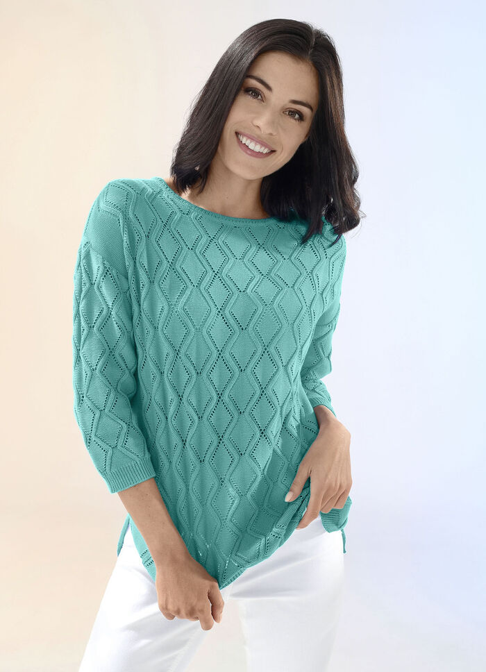 Pullover mit Ajour- und Strukturmuster JADEGRÜN