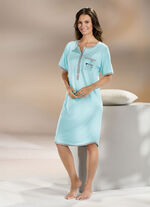  Zweierpack Nachthemden, Kurzarm mit Knopfleiste EISBLAU/GRAU