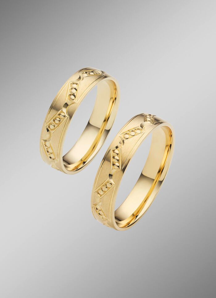 Mattierter Trauring mit Punkte-Muster 