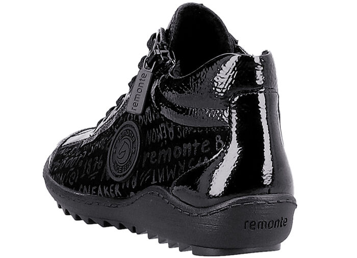 Remonte Schnür-Bootie aus Crashlack SCHWARZ