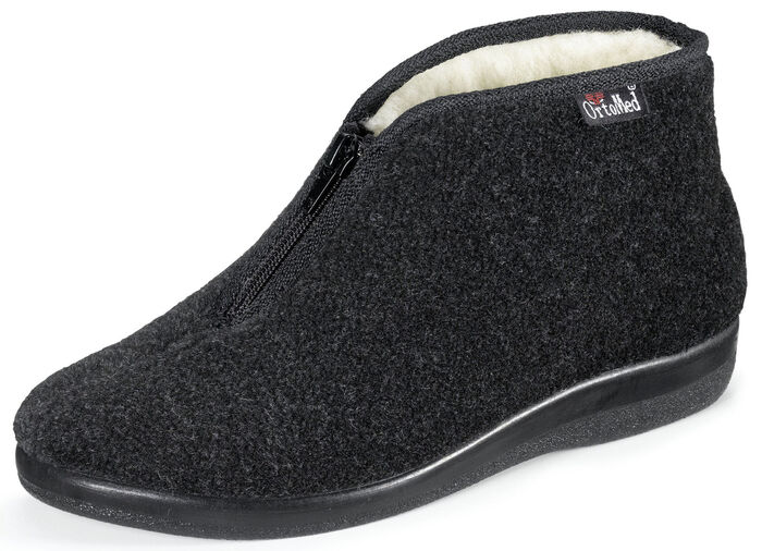 Reißverschluss-Stiefelette aus weichem Textilmaterial SCHWARZ