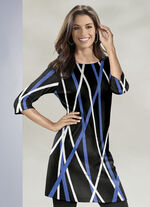 Strick-Tunika in Feinstrick SCHWARZ-ROYALBLAU-ECRU