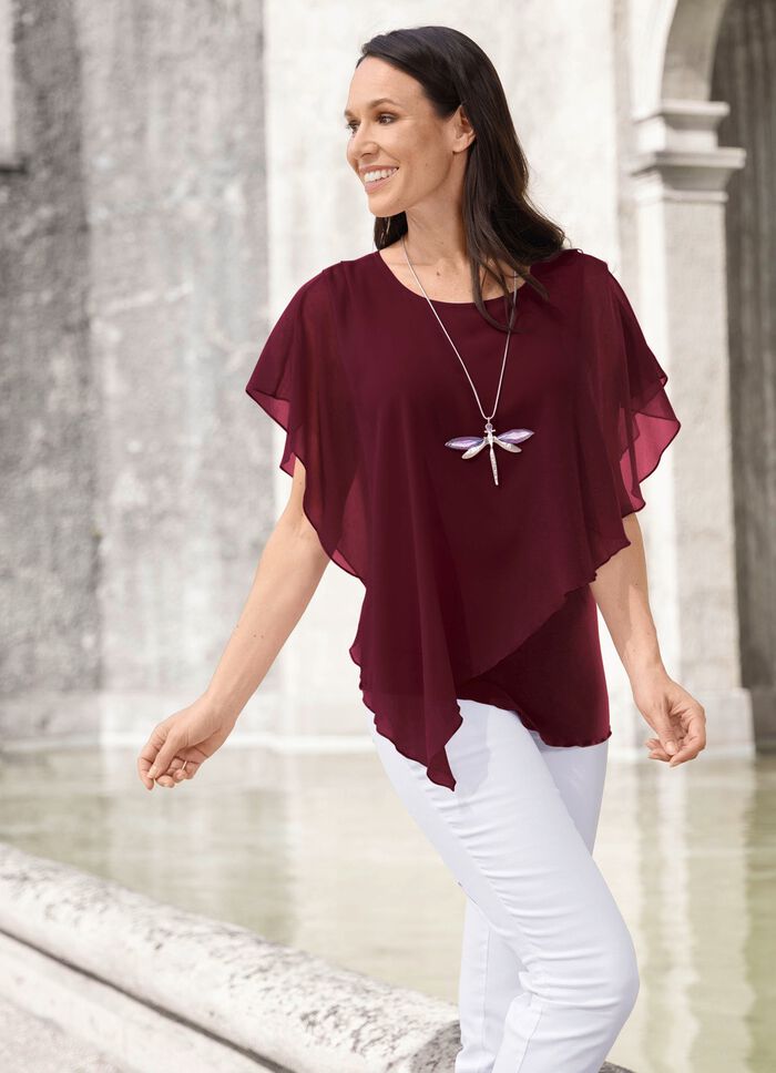 Unifarbene Poncho-Tunika BORDEAUX