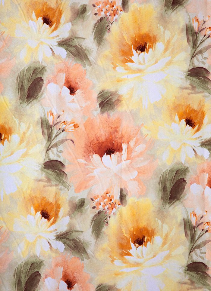 Floral gestaltete &Uuml;bergardine mit Universalschienenband 