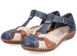Rieker, leichte Damen-Sandalen, Weite G, mit Klettverschluss MARINE-BEIGE-COGNAC