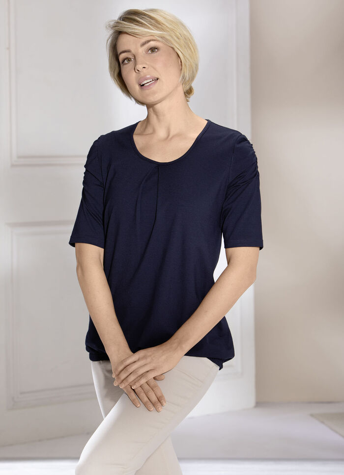 Shirt mit Kellerfalte in 2 Farben MARINE