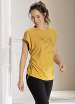 Shirt mit seitlicher Raffung durch Bindeband in 2 Farben MAISGELB
