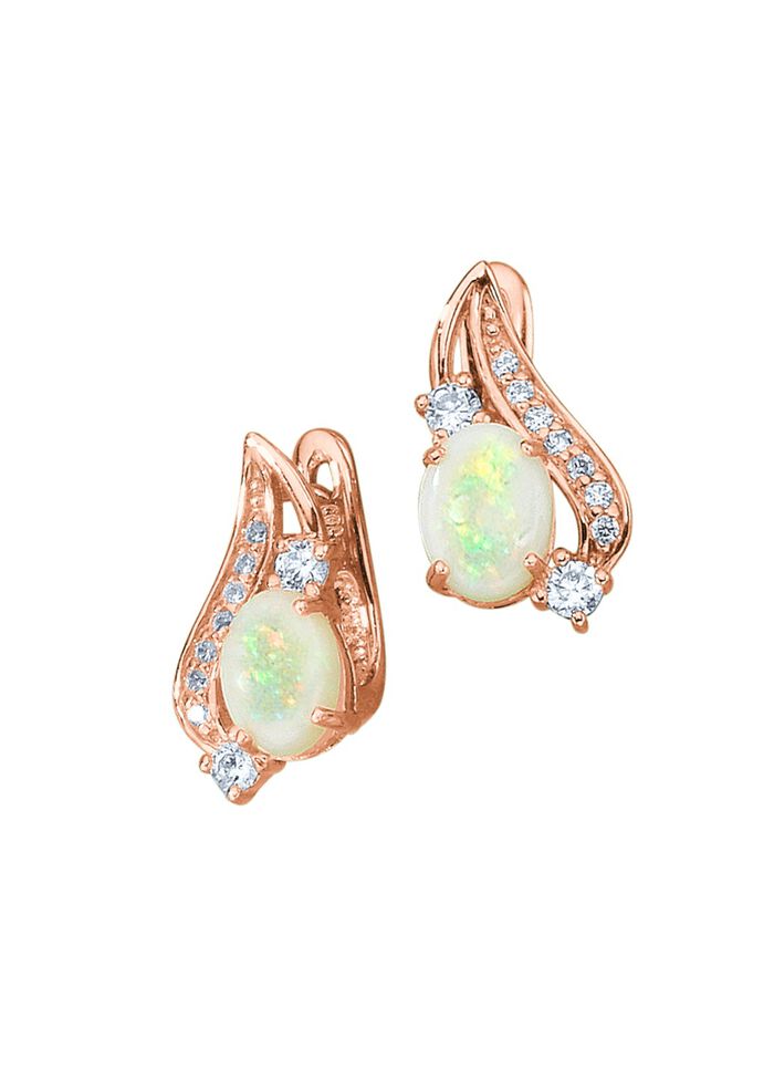 Ohrringe mit echt Opal und synth. Zirkonia 