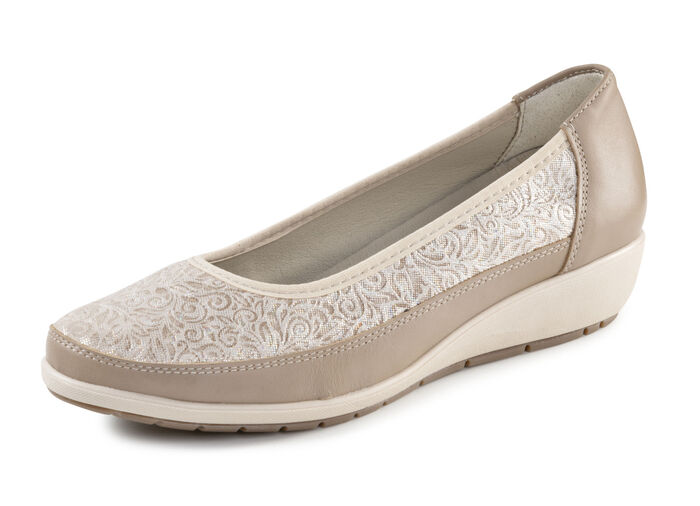 ELENA EDEN, bequeme Damen-Ballerinas, Weite G, mit herausnehmbarem Fußbett TAUPE