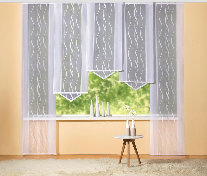 Schiebegardine mit dezentem Wellen-Dessin WEISS