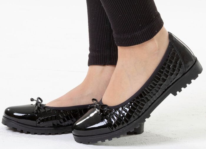 ELENA EDEN, elegante Damen-Ballerinas, Weite G, mit Gummizug SCHWARZ