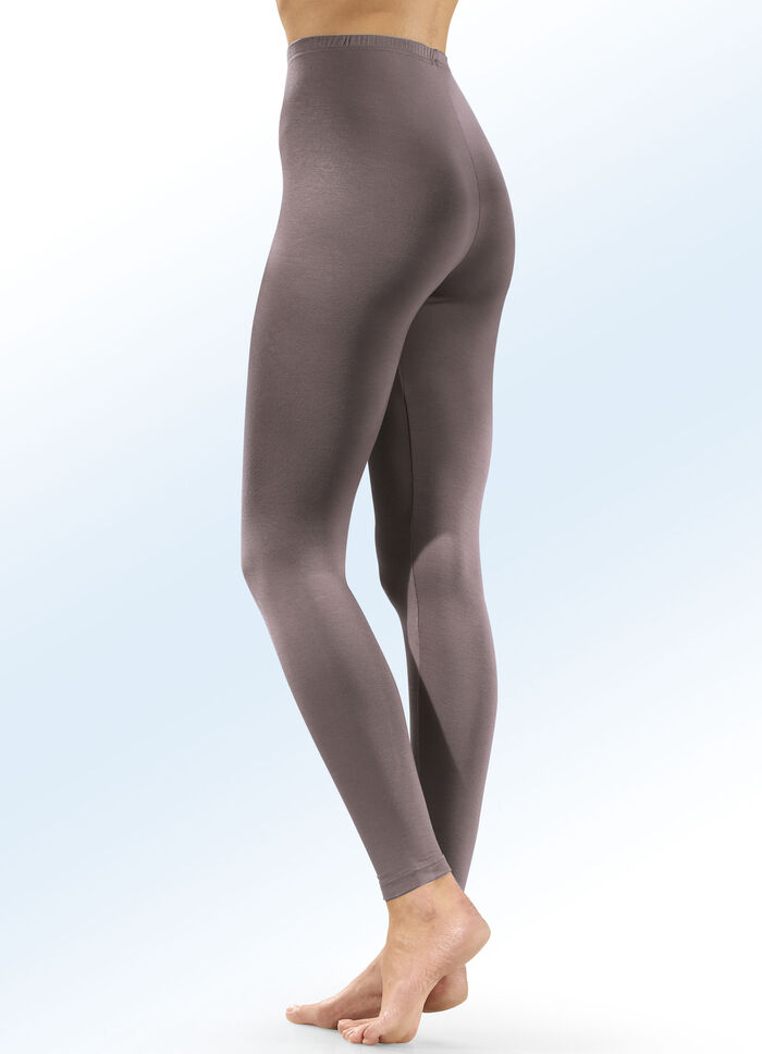 Zweierpack Leggings aus tragangenehmer Microfaser 1X TAUPE, 1X MARINE