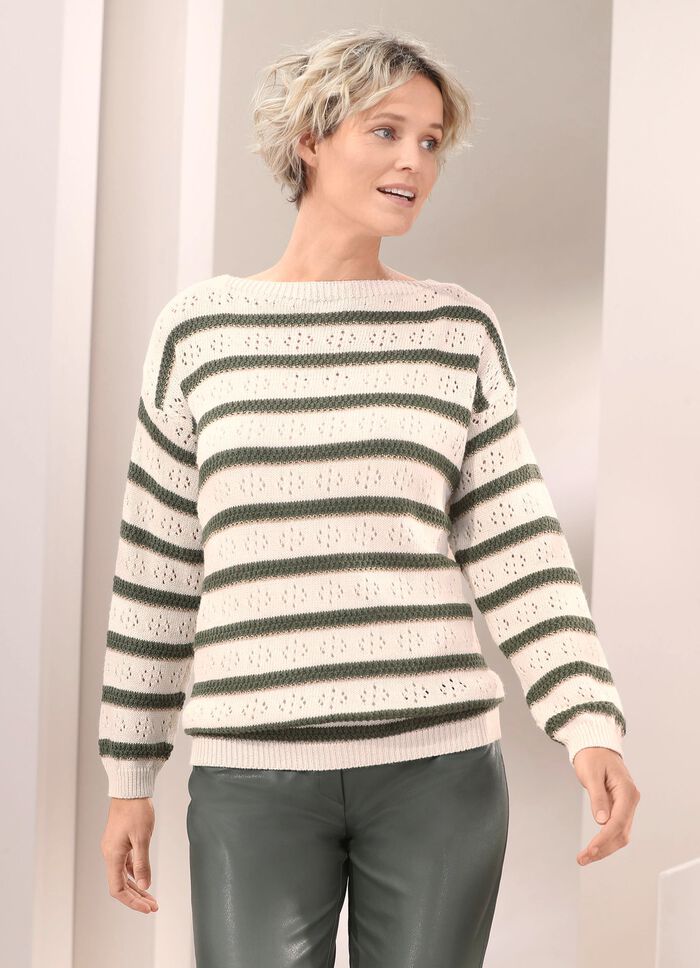 Pullover mit Glitzerakzenten ECRU-OLIV-BEIGE