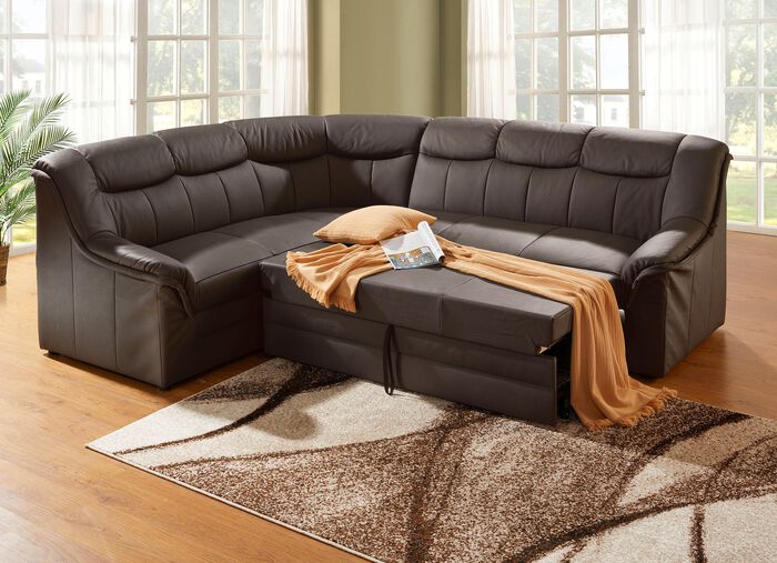 Polsterecke mit Bezug aus echtem Leder BRAUN