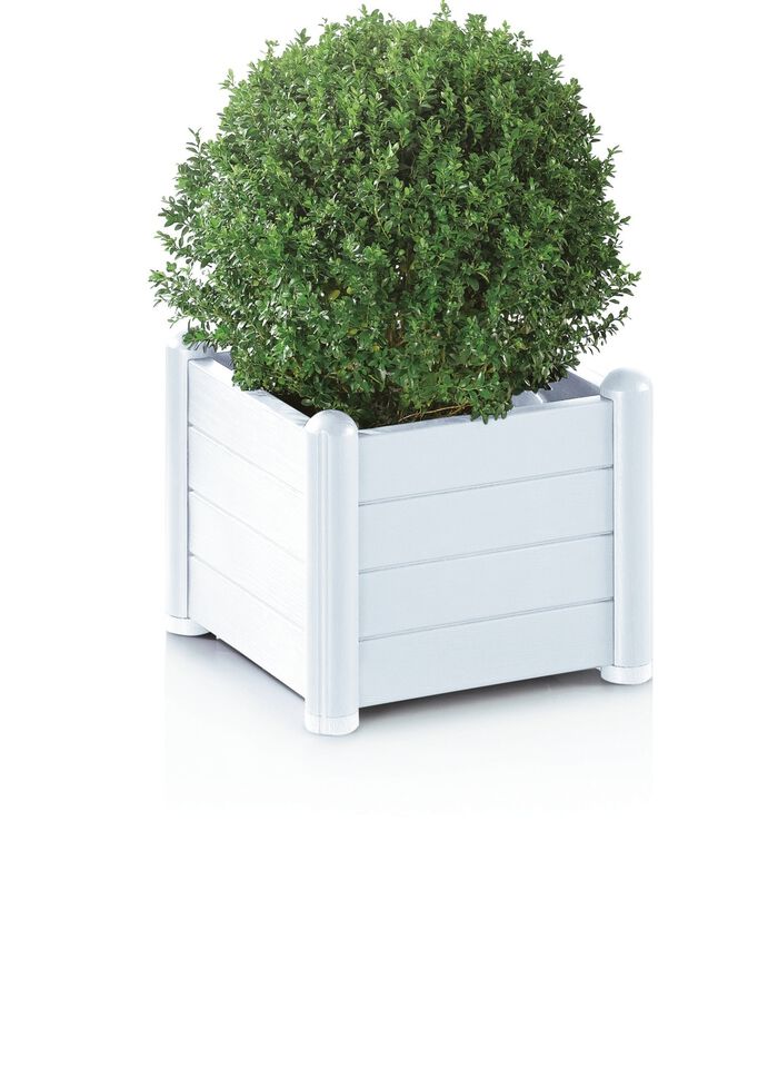 Pflanzkasten aus wetterbest&auml;ndigem Kunststoff WEISS