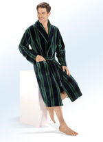 Doubleface-Bademantel mit Schalkragen MARINE-GRÜN