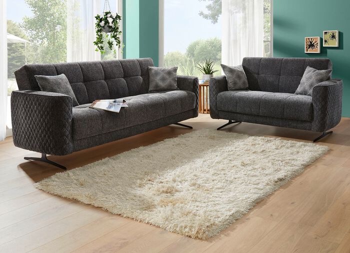 Polsterm&ouml;bel mit Bettfunktion und Dekokissen 