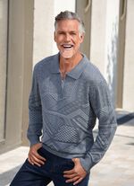 Klassischer Polopullover mit kurzem Rei&szlig;verschluss in 2 Farben 