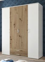 Moderner Kleiderschrank auf Wunsch mit Aufbau-Service WEISS-EICHE