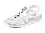 ELENA EDEN, sommerliche Damen-Sandalen, Weite G, aus Leder WEISS-SILBER