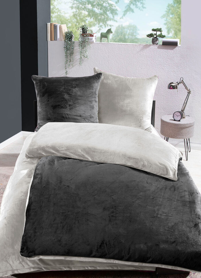 Kuschelig weiche Wendebettwäsche-Garnitur mit Cashmere Touch ANTHRAZIT-TAUPE