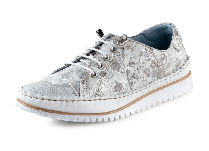 Andrea Conti Mokassin-Slipper mit Metallic-Schimmer SILBERGRAU