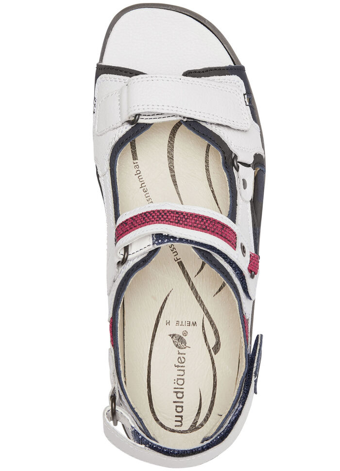 Waldläufer, sportliche Damen-Sandalen, Weite H, mit herausnehmbarem Fußbett WEISS-BLAU-ROT