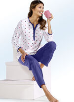 Zweierpack Schlafanzüge mit Pünktchen, lang- und kurzarm ECRU-MARINE